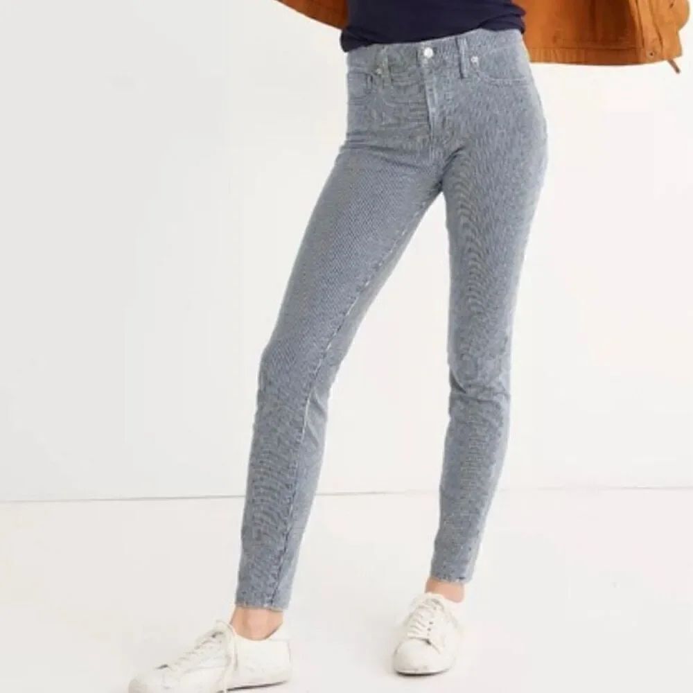 Madewell 9”mid rise piper striped skinny jeans 32
